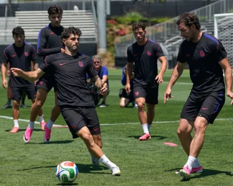 Christian Pulisic and his US teammates train before their group-stage finale against Turkey.
