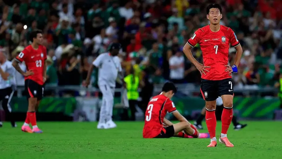 South Korea players after the defeat by South Africa