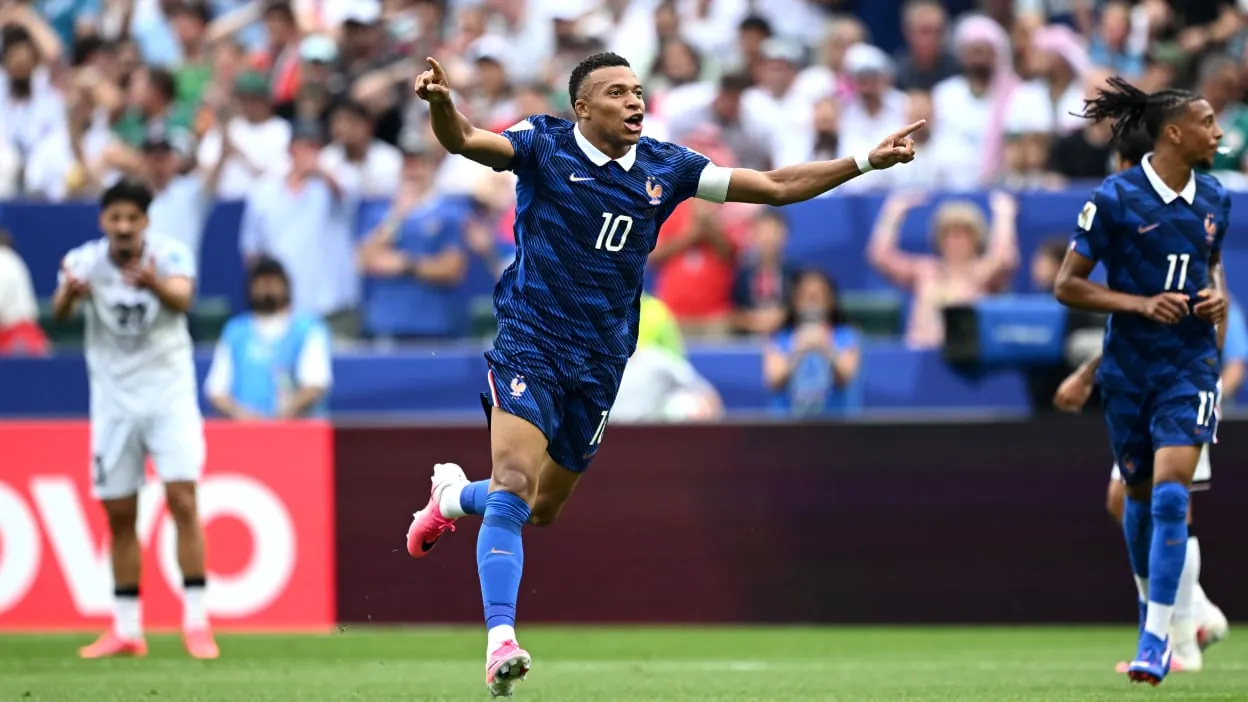 Mbappe celebrates at the World Cup