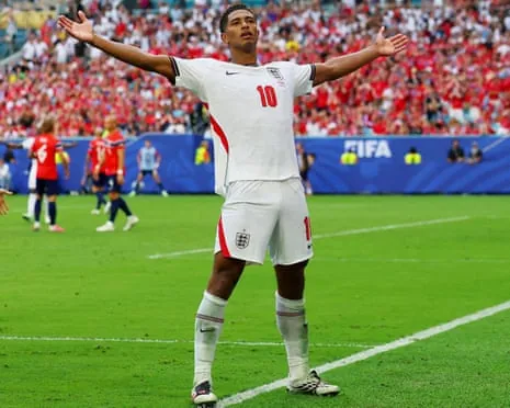 England's Jude Bellingham celebrates scoring their second goal