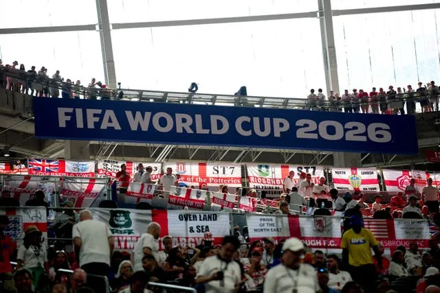 England fans in the stands ahead of the FIFA World Cup Round of 32 match at Atlanta Stadium