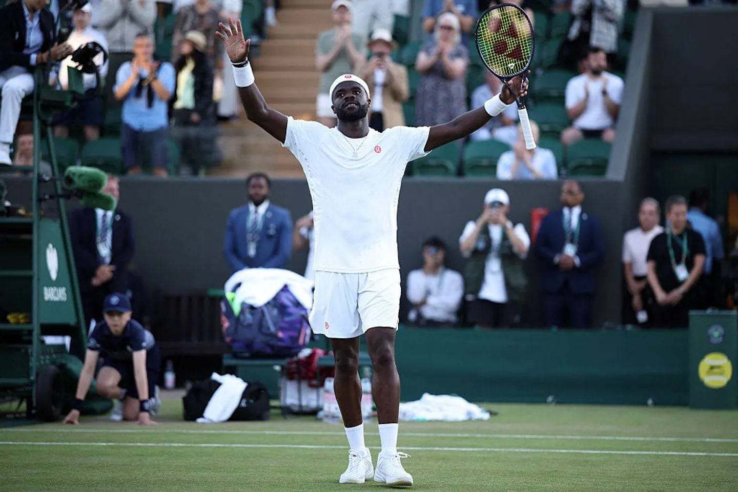 American Frances Tiafoe rallied after he lost the first set today.